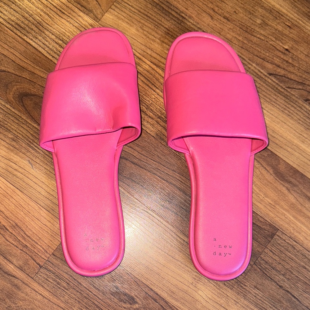 A New Day Women's Bright Pink Slide Sandals